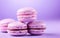 Delicious Macaroons on Pastel Purple Background. Generative AI