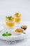 Delicious mango, passion fruit and cream cheese layered dessert