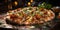 A delicious margarita Pizza dark background