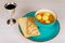 Delicious Matzoh ball soup with Pesach Passover symbols