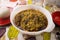 A delicious meal of pounded yam and Nigerian Egusi soup