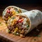 Delicious Meat Burritos With Rice And Vegetables - Schlieren Photography Style