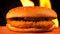 Delicious Meat Chicken Burger on Fire