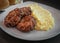 Delicious Meatballs, served with Mashed Potatoes, Close up