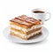 Delicious Mille-feuille Pastries With Fresh Fruits On White Plate