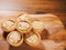 Delicious mince pie pastry on a wooden table. Popular Christmas season dessert