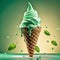 delicious mint gelato cone is a refreshing and invigorating treat, perfect for a hot summer day