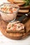 Delicious mousse, riyet, pate, dip of Smoked Salmon trout, Cream Cheese, dill and horseradish on Rye Bread Slices