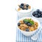 Delicious muesli, fresh blueberries and yogurt, isolated