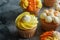 Delicious muffins. Orange and lemon cream muffins