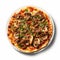 Delicious Mushroom Pizza With Roasted Bass Steak - Top View