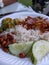 Delicious Nasi lemak with side dishes - closed up