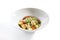 Delicious natural caesar with scallop closeup