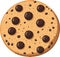 Delicious Nostalgia: A Simple and Minimalist Cartoon Illustration of a Realistic Chocolate Chip Cookie