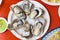 Delicious and nutrition sea food ,barbecue Oysters with mustard