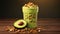 Delicious And Nutritious Avocado Smoothie With Peanut Butter And Hazelnuts