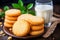 Delicious Oatmeal Cookies and Cold Glass of Milk on Charming Rustic Wooden Table