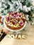 Delicious orange cake with persian figs and pistachio at Christmas