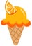 Delicious orange ice cream cone