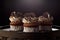 Delicious Oreo cupcakes on dark background. selective focus