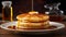 Delicious Pancakes Drizzled with Maple Syrup on a Plate - Generative Ai