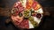 Delicious Pancakes Platter With Italian Meats And Cheeses