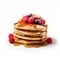 Delicious Pancakes With Syrup, Berries, And Blueberries - Mouthwatering Breakfast Treat