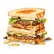 Delicious Patty melt Sandwich on a white background