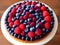 delicious pavlova cake with berries in the background , Ai generated