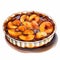 Delicious Peach Cobbler With Chocolate Glaze Watercolor Painting On White Background