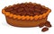 Delicious Pecan Pie with Some Nuts over White Background, Vector Illustration