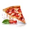 Delicious Pepperoni Pizza Slice Isolated on White. Generative ai