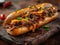 Delicious Philly cheesesteak photography, explosion flavors, studio lighting, studio background, well-lit, vibrant