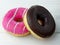 Delicious Pink chocolate donuts