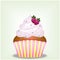 Delicious Pink Creamy Yammy Cupcake with Sweets and Raspberry Berries