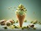 delicious pistachio gelato cone is a feast for the senses. The aroma of freshly roasted pistachios wafts