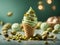 delicious pistachio gelato cone is a feast for the senses. The aroma of freshly roasted pistachios wafts