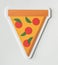 Delicious pizza icon on white background