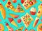 Delicious Pizza Pattern: Seamless Mouth-Watering Pizzas