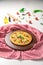 Delicious Pizza with Red Pepper, Green Pepper, Mushroom and Corn