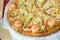 Delicious pizza with seafood