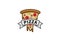 Delicious Pizza Slice Ribbon Symbol Logo