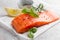 Delicious portion of fresh salmon fillet