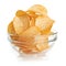 Delicious potato chips in bowl