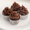 Delicious  and pretty miniature cupcakes with chocolate topping