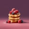 Delicious puff cottage cheese pancakes with berries made by generative AI