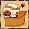 Delicious Pumpkin Thanksgiving Pie Poster, Vector Illustration