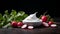 Delicious Radish and Greek Yogurt Food Combination Horizontal Illustration.