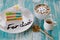 Delicious rainbow cake and latte art