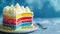 Delicious Rainbow Cake with Whipped Cream Topping